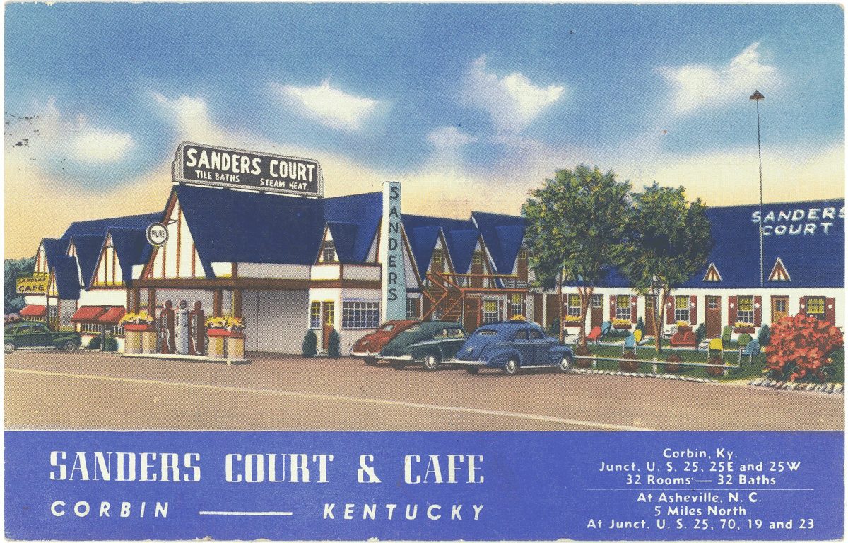 1930s postcard of Sanders Court and Cafe in Corbin, Kentucky